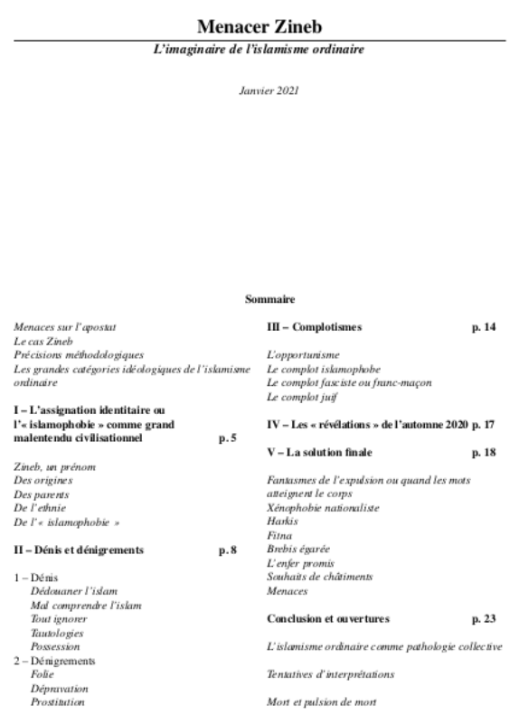 Menacer Zineb — L'imaginaire de l'islamisme ordinaire (25 p.)