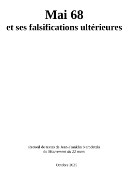 Mai 68 et ses falsifications ultérieures — Recueil de textes (100 p.)